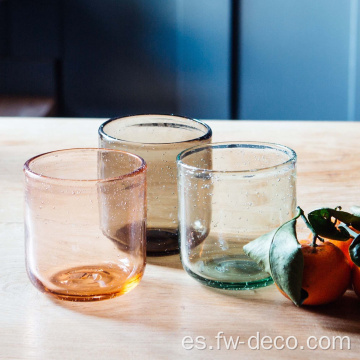 copas de agua coloreadas tazas de vidrio de jugo de agua retro